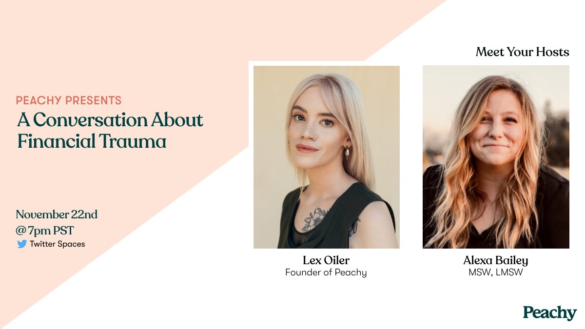 peachypatients's tweet photo. You're not going to want to miss this! @hotgirlintech &amp; @AlexaBTherapy are hosting Peachy's first Twitter Spaces chat on Monday, November 22nd, at 7pm PST.

Click here to set a reminder: https://t.co/YrznB0BFkT 🍑 https://t.co/yAcnmo9LuF