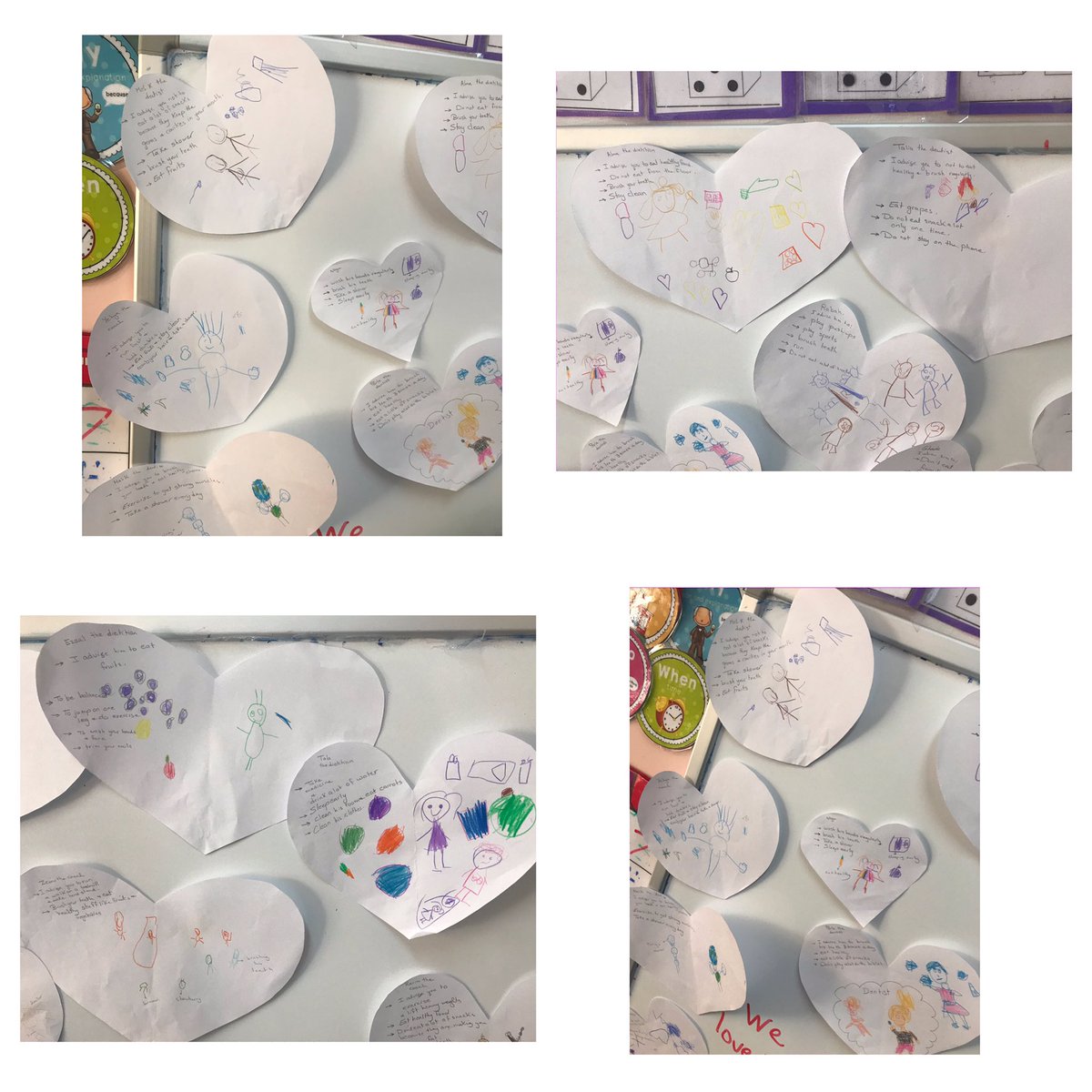 Wish u can listen closely to these reflections on each  heart around Tom! KG3Ss did their best throughout the unit to inquire &amp; dig deep to find healthy tips to help Tom to maintain health &amp; Wellbeing &amp;jotted them on 🤍 🥰 <a href="/Hhhsinfo/">Houssam Hariri HS</a> <a href="/TawilNoor/">Noor Taweel</a> <a href="/tbaassiri/">Tharwat Baassiri</a> <a href="/DaraziFarah/">Farah Darazi</a> <a href="/Danadanab1/">Dana danab</a>