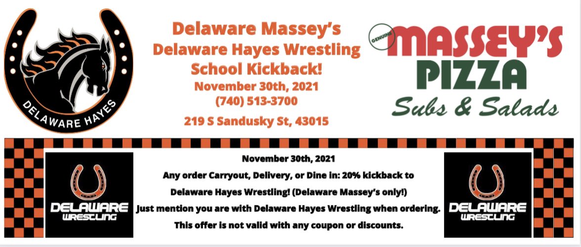 🚨All Day Fundraiser!🚨Mark your calendars!  Buy Lunch for the office, dinner for the family.  Youth families come meet the Varsity Wrestlers!