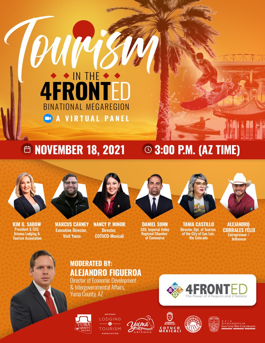 4FrontED's tweet photo. #Today‼️
Tourism in the @4FrontED  Binational Megaregion 🇺🇸🇲🇽 Join us❗️ It's not too late to register 👇
https://t.co/9NyFpO6Fno https://t.co/9oVNWq1X3u