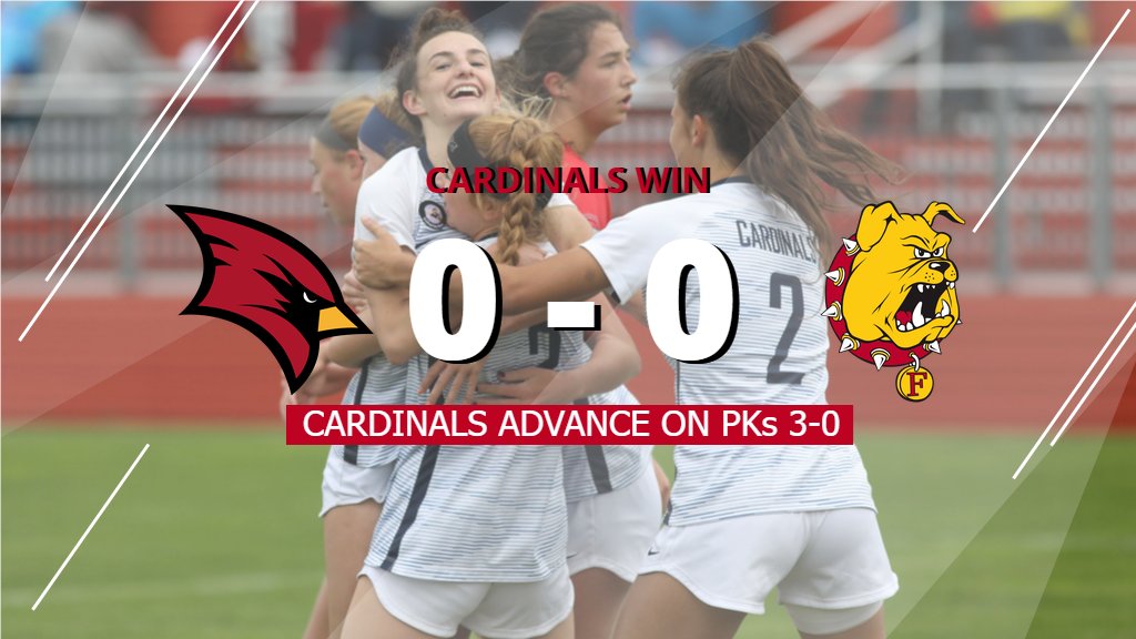svsuathletics's tweet photo. CARDINALS WIN!!

Myall ends the game with the PK score as @SVSUWSOC advances 3-0 on penalties 

Missler and Babon with PK goals
Argeros makes two saves in the shootout

SVSU Will play in the second round on Saturday at Ashland https://t.co/iNk3JILzzd