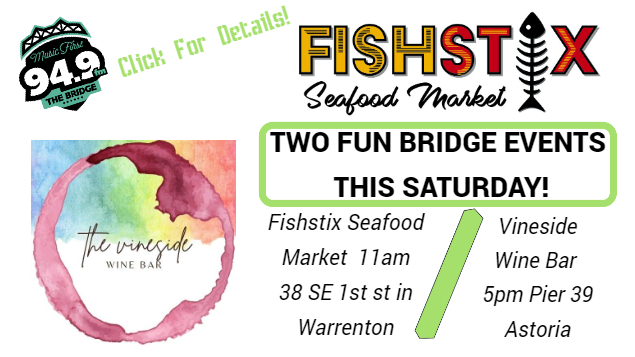 949thebridge's tweet photo. Saturday, a couple of fun hangs with The Bridge! At 11am, the grand opening of Fishstix Seafood Market in Warrenton, with a turkey pardon from benevolent Mayor Henry Balensifer. 5pm, get to Pier 39 for the opening of The Vineside Wine Bar, with complementary drinks AND live music https://t.co/5ruV8S7g8D