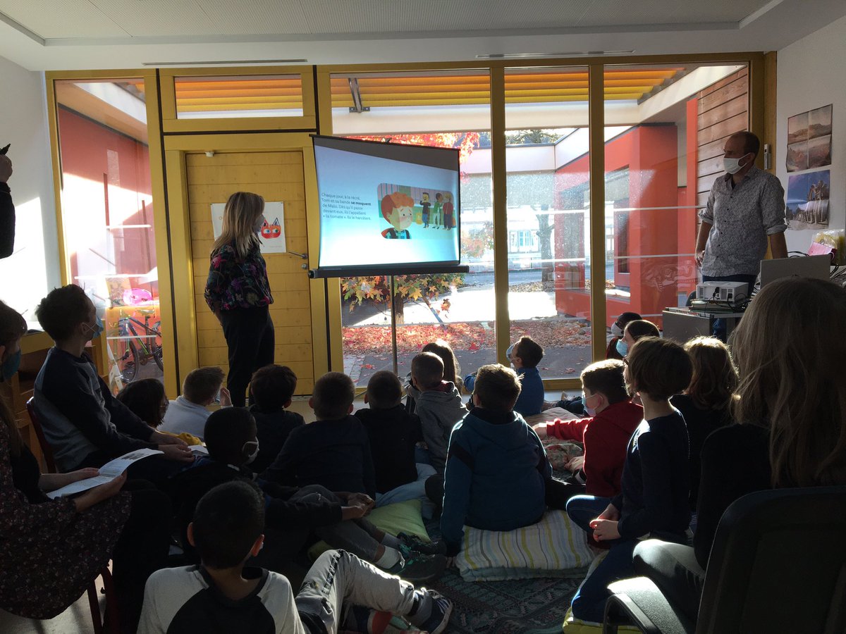 PVenck's tweet photo. Journée de lutte contre le harcèlement. Visite de l’école Le pommier enchanté à Husseren- Wesserling qui mène des actions de lutte contre le harcèlement dès l’école élémentaire. Félicitations à cette équipe dynamique. https://t.co/rWmylppb5d
