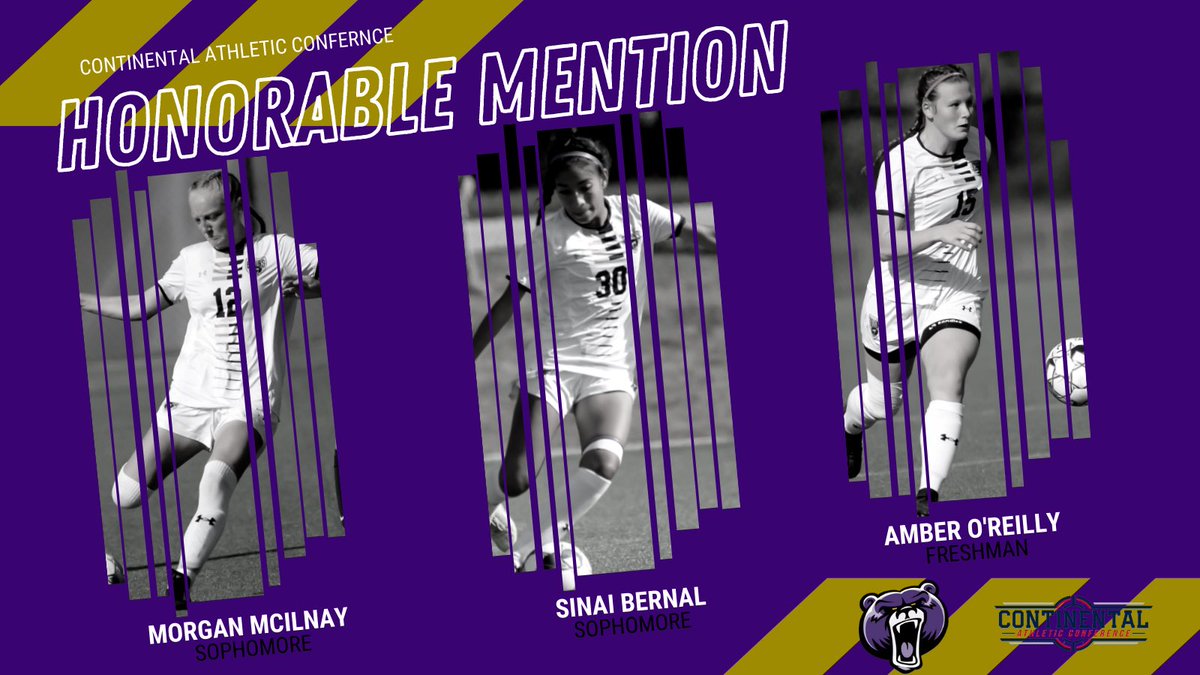 BU_WomenSoccer's tweet photo. Congratulations to the 7 Bruins that were selected for the @CAC_SportsNAIA all conference teams and to our Senior GK, Sabrina Staufenbiel, on being selected as the Goalkeeper of the Year! 👏🥳🟣🐻⚽️ https://t.co/3yz2t8QDuO