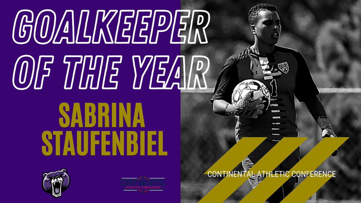 BU_WomenSoccer's tweet photo. Congratulations to the 7 Bruins that were selected for the @CAC_SportsNAIA all conference teams and to our Senior GK, Sabrina Staufenbiel, on being selected as the Goalkeeper of the Year! 👏🥳🟣🐻⚽️ https://t.co/3yz2t8QDuO