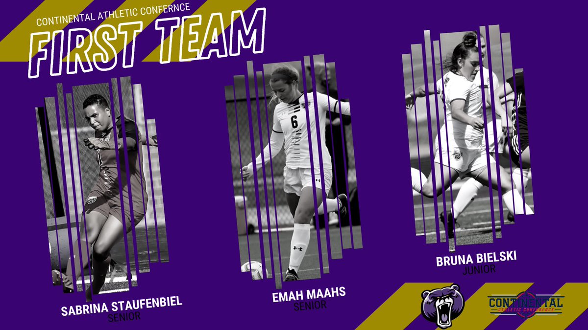 BU_WomenSoccer's tweet photo. Congratulations to the 7 Bruins that were selected for the @CAC_SportsNAIA all conference teams and to our Senior GK, Sabrina Staufenbiel, on being selected as the Goalkeeper of the Year! 👏🥳🟣🐻⚽️ https://t.co/3yz2t8QDuO
