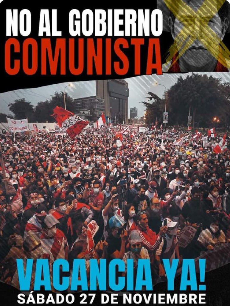 JackyMc10's tweet photo. Apoyemos TODOS  esta  marcha SIN protagonismo!!  Nuestro fin es el mismo, el de todos los peruanos!! Apoyemos a @rlopezaliaga1 quien ha estado siempre, detrás de TODAS las iniciativas de VACANCIA, por amor al país!! #VacanciaPedroCastilloYa #Marcha27 https://t.co/S7QH9fxl8B