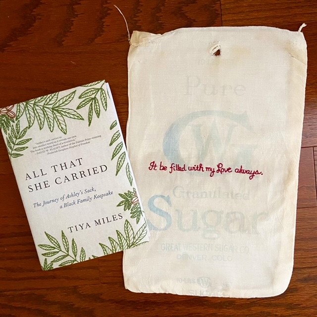 I am deeply honored that All That She Carried has won a National Book Award! Rose, Ashley, and Ruth: this one is for you. And congrats to all of the winners, finalists, and long list nominees! (Embroidered vintage sugar sack, Diana Weymar, Tiny Pricks) #NationalBookAwards2021