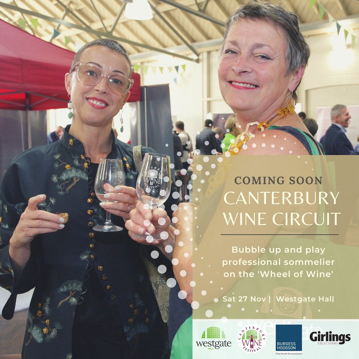 Get ready to revitalise and reconnect with friends at our Canterbury Wine Circuit! Meet Kent vineyards on a ‘Wheel of Wine’ where you get to play professional sommelier with Master of Wine Clive Barlow. Sound good? It will be! 

Book > eventbrite.co.uk/e/canterbury-w…