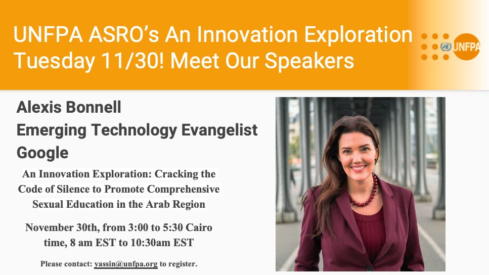 Risinger_HCD's tweet photo. Get excited!! On Tues 11/30 at 8am EST, Rising Solutions is partnering with the UNFPA Arab State Regional Office to put on an amazing innovation exploration into the complex challenge of Comprehensive Sexual Education! We've got incredible speakers lined up for you! @UNFPA https://t.co/TRVKxcSJc0
