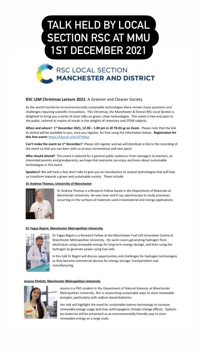 MMU_ChemSoc's tweet photo. CHRISTMAS TALK FOR LOCAL RSC SECTION HELD AT MMU FOCUSING ON GREENER CHEMISTRY SOLUTIONS

MULTIPLE SPEAKERS

AMAZING OPPORTUNITY- PLEASE ATTEND

FOR MORE INFO CONTACT DR LAURIE KING https://t.co/r93FanozWh