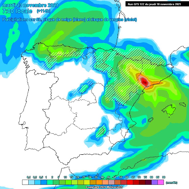 quitosmartin's tweet photo. Queden 114h per a que es compleixi o no aquest pronòstic, avís a nevegants, un mapa similar va sortir unes hores abans als aiguats de l'octubre de 2019 a les MdP, aquell mapa que ningú va fer cas, però que tots sabem com va acabar per la Conca... #prevenim #meteo https://t.co/FjTg7SxYpt