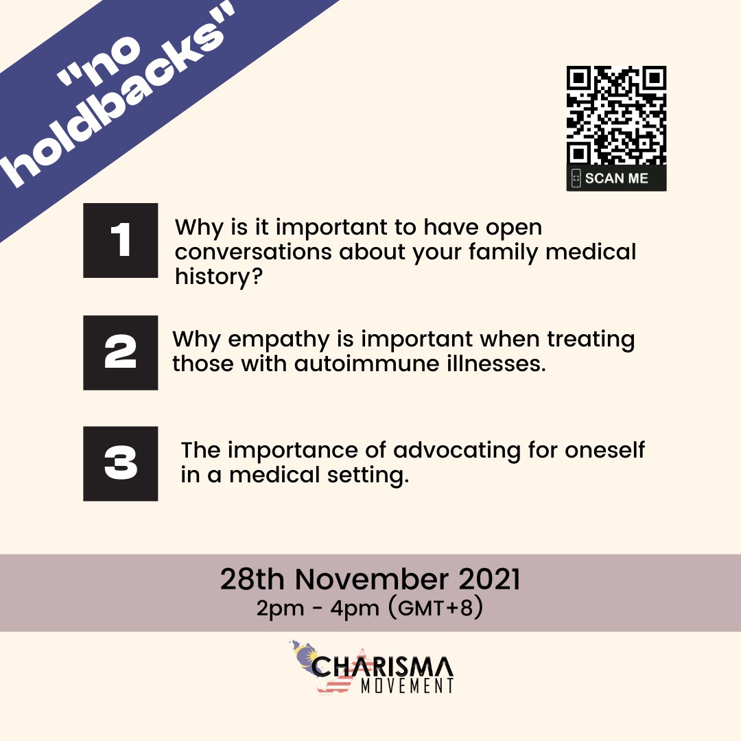 CharismaMVMT's tweet photo. You cannot always see to believe. Join our panel as they discuss the realities of living with an invisible illness.
Click the link to learn more about "No Holdbacks": https://t.co/xCX1rceKdF
RSVP here: https://t.co/gkU4j9UmF5
#NoHoldbacks #CharismaMovement #destigmatisehealth https://t.co/0aGC32BDMp