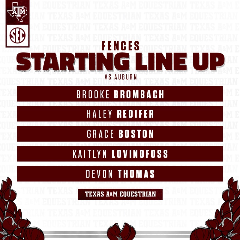 AggieEquestrian's tweet photo. Starters for your Fightin' Texas Aggies are 🔒 in.

#EyesUp | #GigEm
