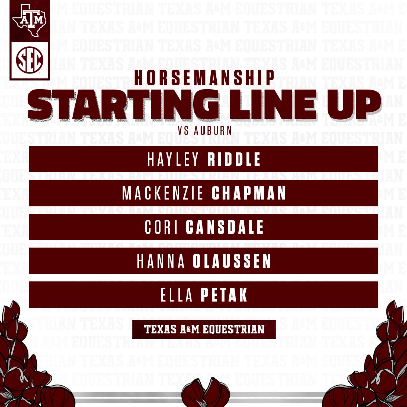 AggieEquestrian's tweet photo. Starters for your Fightin' Texas Aggies are 🔒 in.

#EyesUp | #GigEm