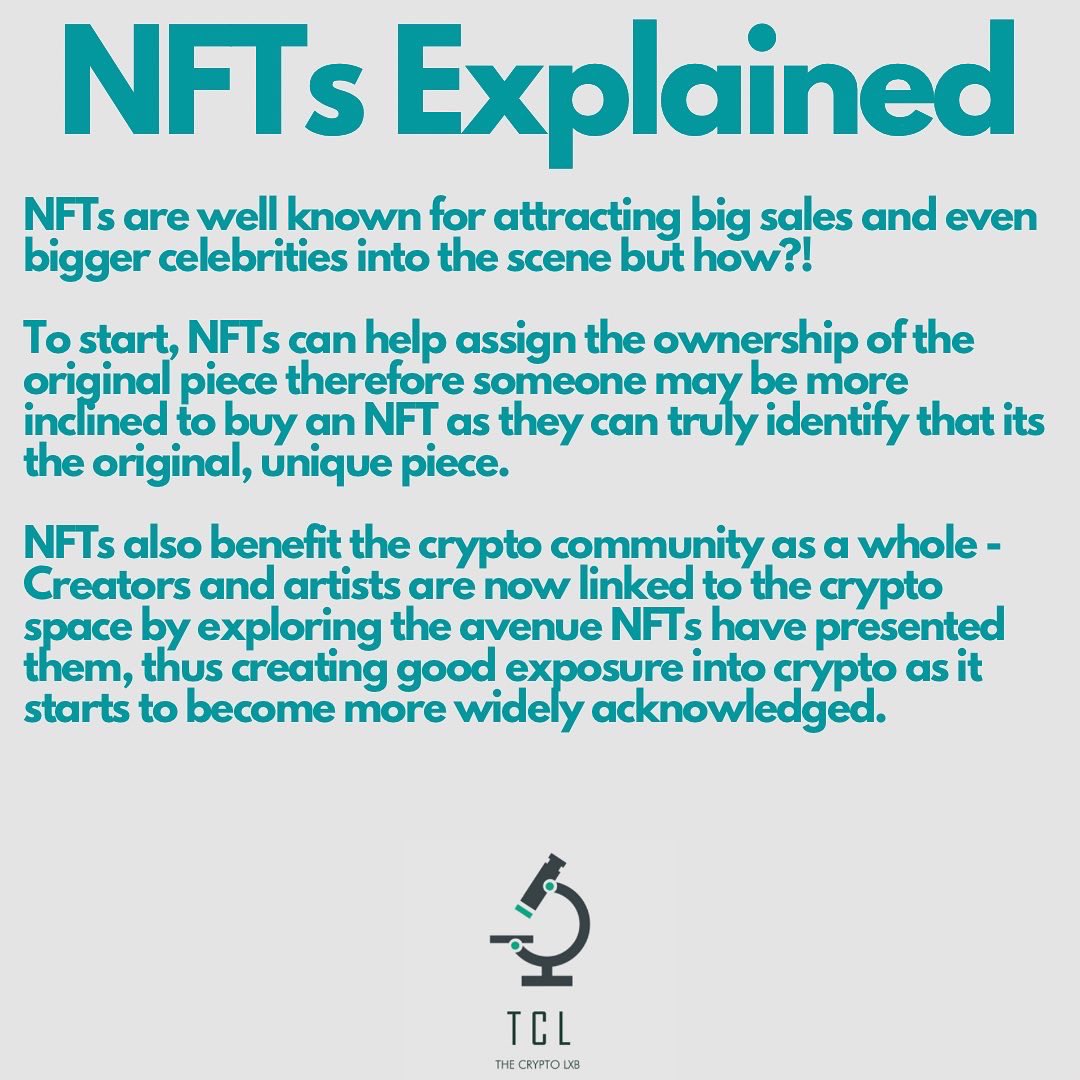 thecryptolxb's tweet photo. Here at The Crypto Lxb, we are fascinated by the NFT run over the course of 2021. 

We thought, how about we help our followers to truly understand the whole concept of NFTs and why they have boomed this year, check it out! 🚀 🖼 https://t.co/QeGkcSDrKv