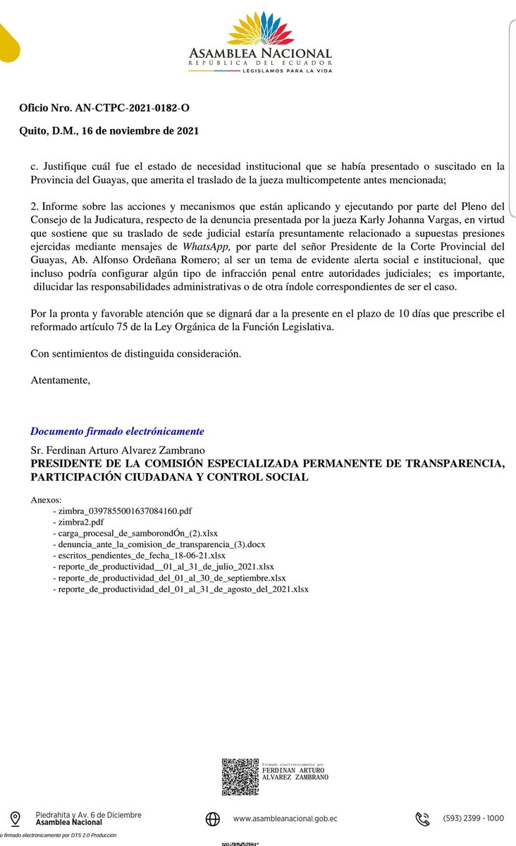 FerdinanAZ87's tweet image. 📌A mi despacho llegó una denuncia por presunta corrupción en @CJGuayas por traslado y presión a jueces por parte de ciertos funcionarios.
Por tratarse de un tema de alarma social, que atañe a la institucionalidad de la función judicial he solicitado información a @CJudicaturaEc.