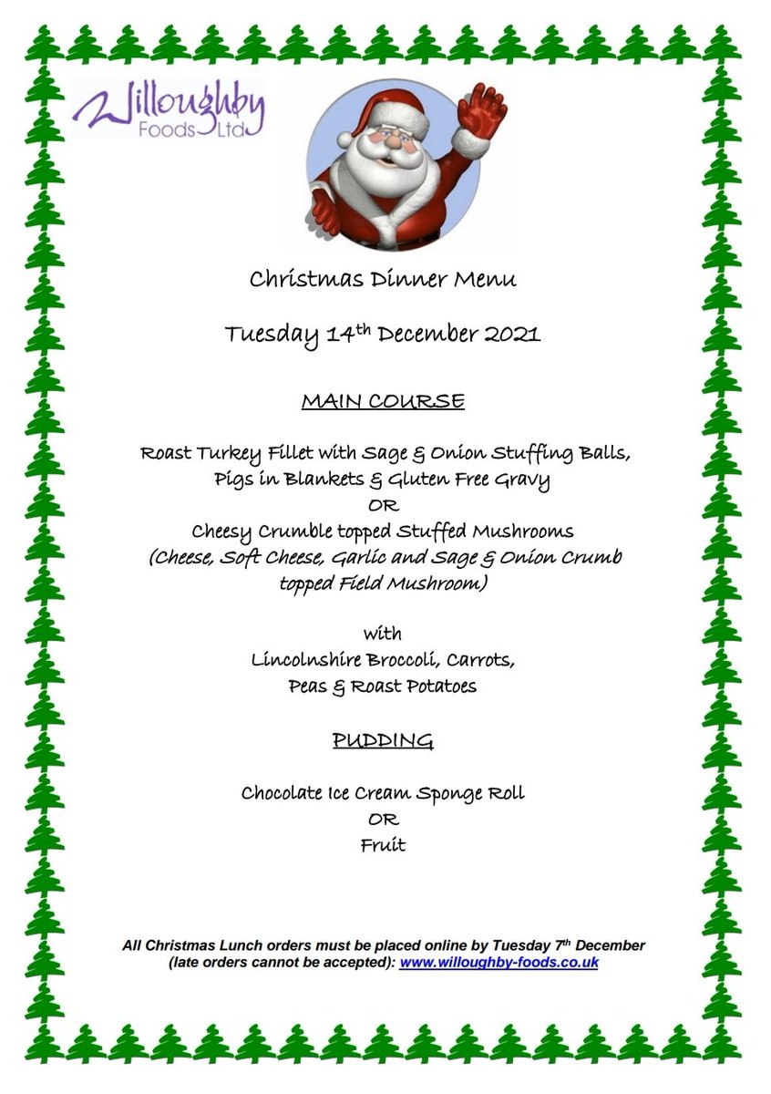 Don't forget to order your child's <a href="/willoughbyfoods/">Willoughby Foods</a> Christmas Dinner  - the deadline is 7th December🎄 #schoolmeals
