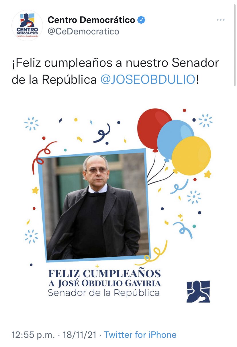 Que por favor le canten el happy birthday al primo de Pablo Escobar y Rasputín del Genocida 