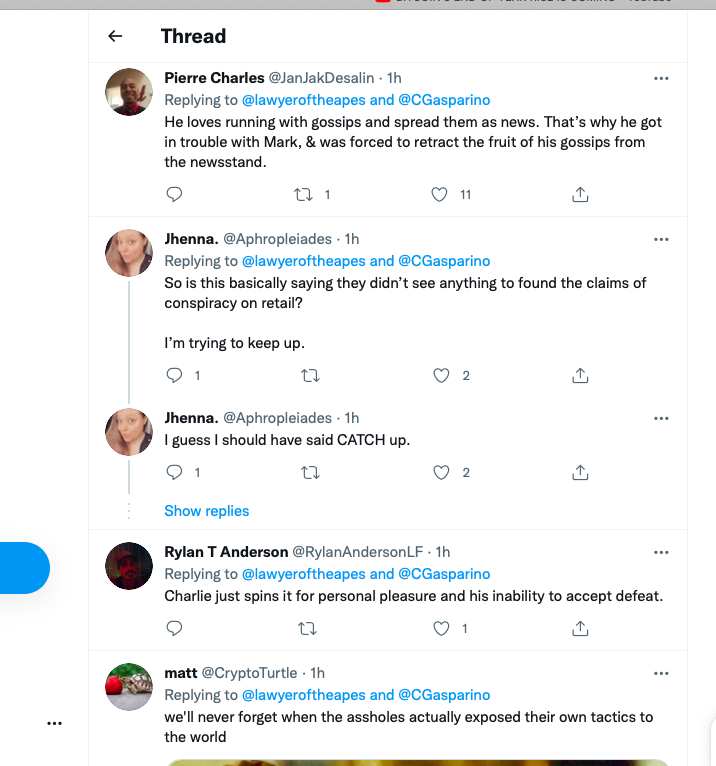New2Coins's tweet photo. @CGasparino This exchange of replies told me everything I needed to know.....guess they mean you?🙄 https://t.co/p6yEedosWy