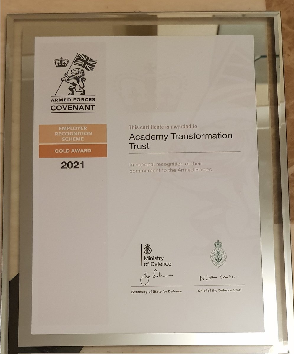 BHallAcademy's tweet photo. Honoured to receive our #GoldERS21 on behalf of @AcademyTrust last night at the superb awards ceremony at @HMSCambria with @RFCAforWales @WMRFCA @DRM_Support 
A huge thanks to the WMRFCA Team &amp; ATT colleagues for their support throughout the whole process. https://t.co/1nZoHoQ7YP