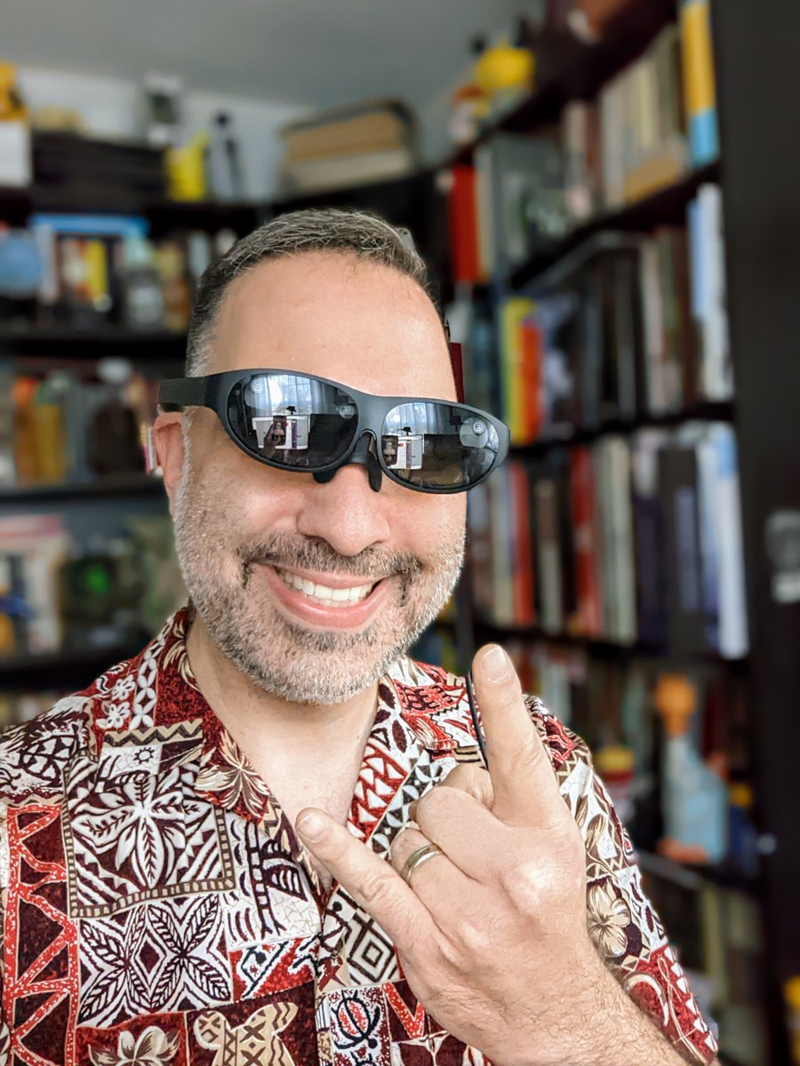 The future is now! <a href="/Verizon/">Verizon</a> will be selling <a href="/Nreal/">Nreal</a> Light mixed reality glasses in select stores on 11/30 and online on 12/2. I've been using them for a few weeks to watch movies and play games and they are a blast. theverge.com/2021/11/18/227…