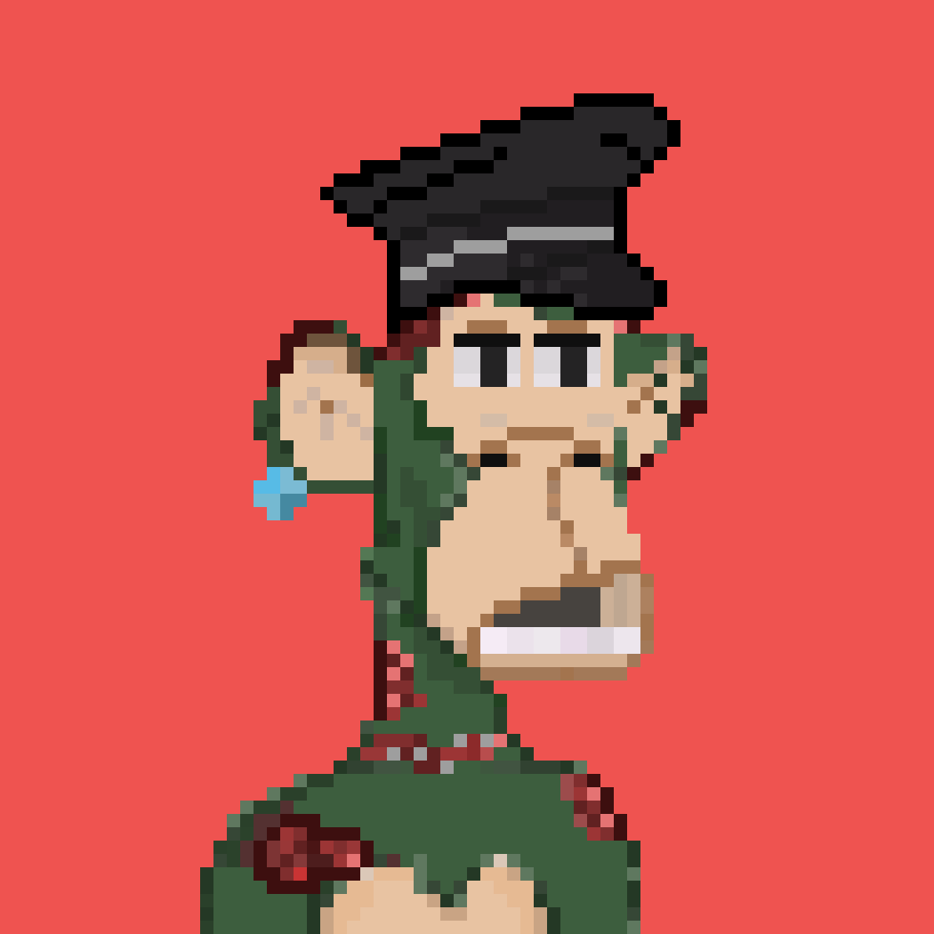 PixelApeYC's tweet photo. Pixel Ape Yacht Club #240
Background: Red,
Earring: Diamond Stud,
Eyes: @ApeGangNFT eyes,
Fur: Zombie,
Hat: S&amp;m Hat,
Mouth: Dumbfounded.
#opensea #NFTs  #NFT #NFTCommunity #ApeGang #apegangnft 
@opensea https://t.co/Vnp8Gh7bVa