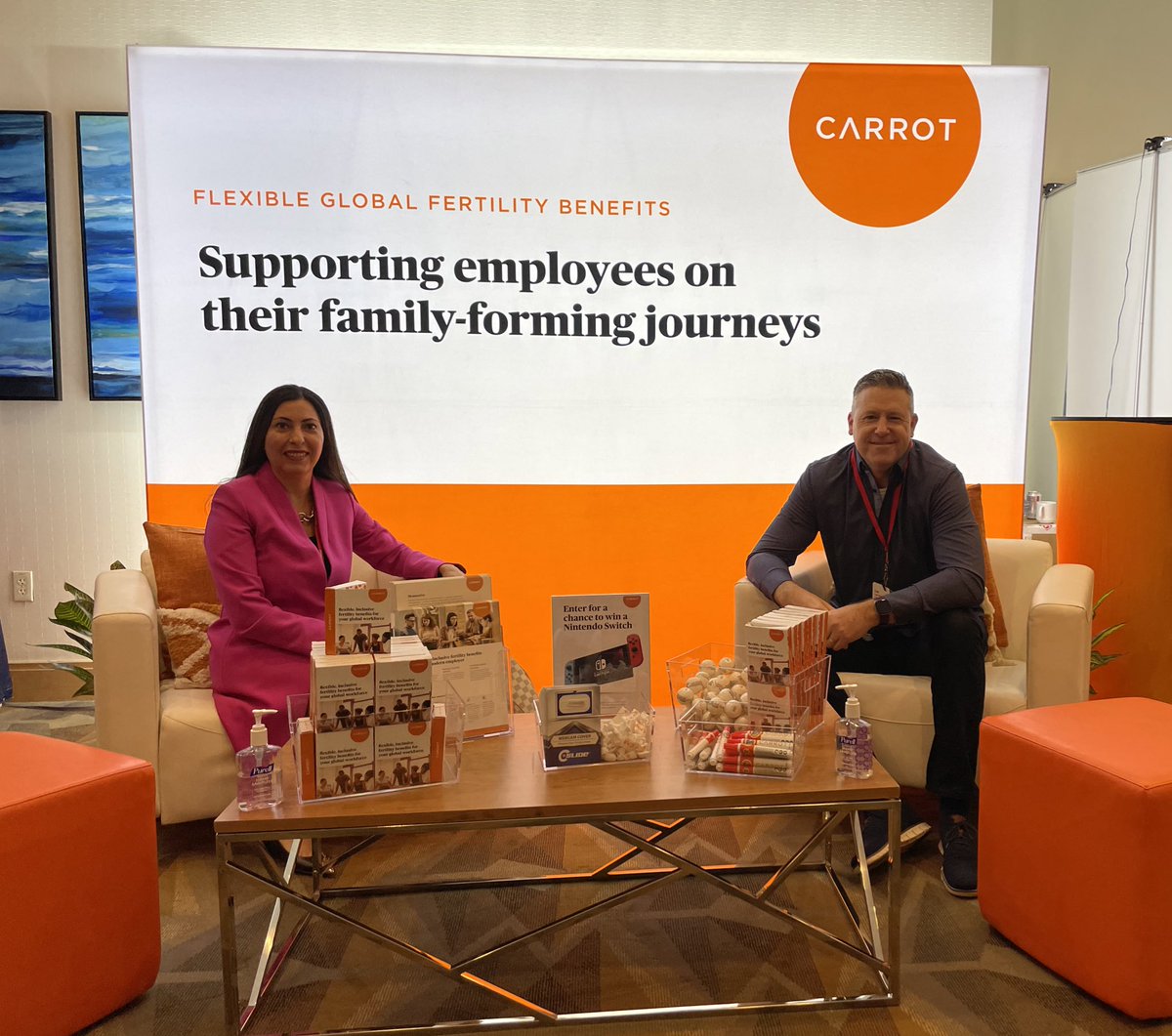 SadieRetana's tweet photo. Are you at The Conference Board Employee Health Care Conference? Visit @CarrotFertility at booth 36 to talk to a Carrot expert, grab some swag, and enter for a chance to win a #NintendoSwitch! #tcbehc https://t.co/ByI1NezQQ8