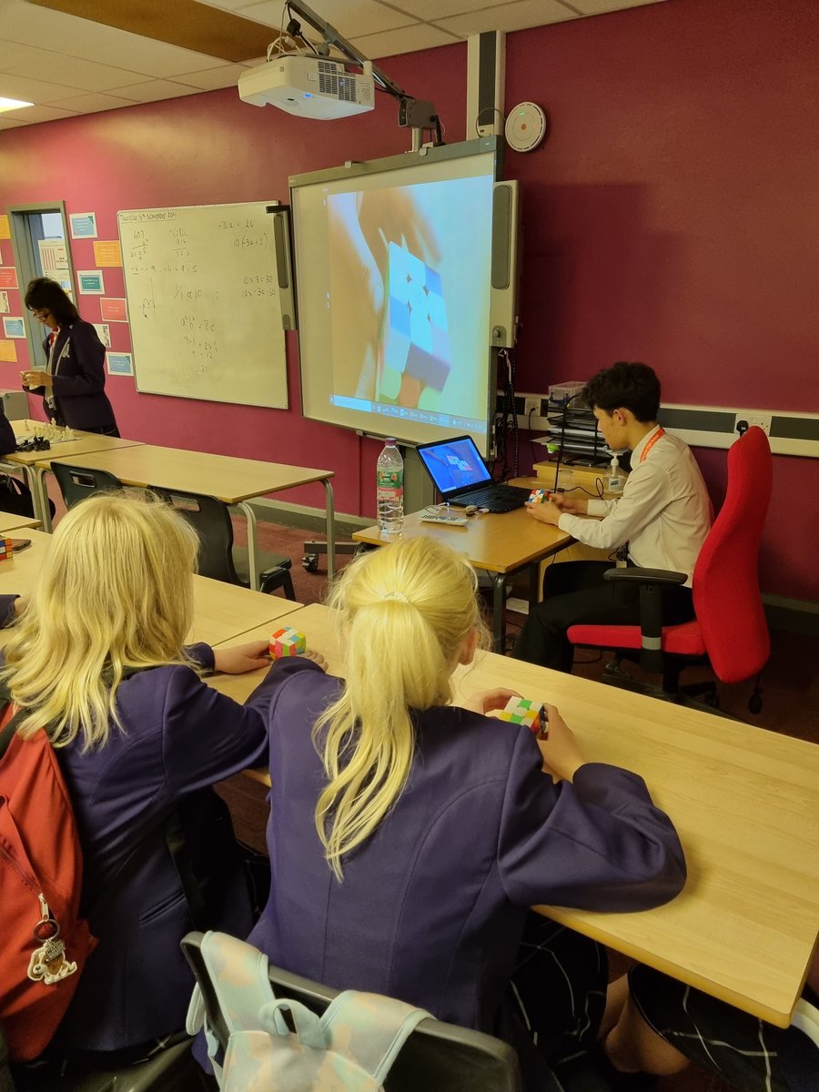 mrs_ewalker's tweet photo. We had a lesson on Rubiks during our Strategic Games session tonight, delivered by our very own expert Gabriel! #enrichment #maths @AldersleyHighSc https://t.co/R7lrPsbUP8