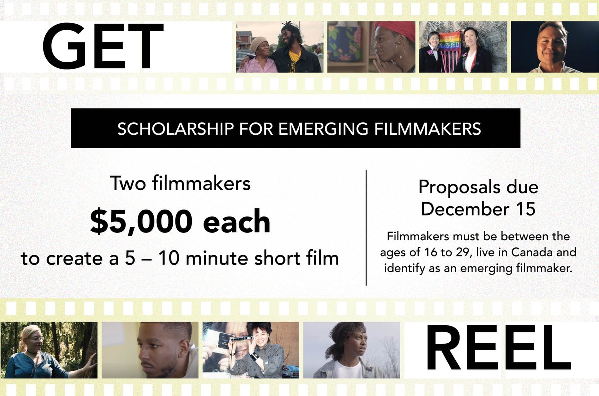 Announcing our Get Reel Scholarship for Emerging Filmmakers 🎬 This will provide $5K to 2 winning teams to create a short film. The winning films will be screened in spring 2022 for our Get Reel Film Fest! Proposals are due December 15! ⏱️ Apply now: bit.ly/GetReelFilmSch…