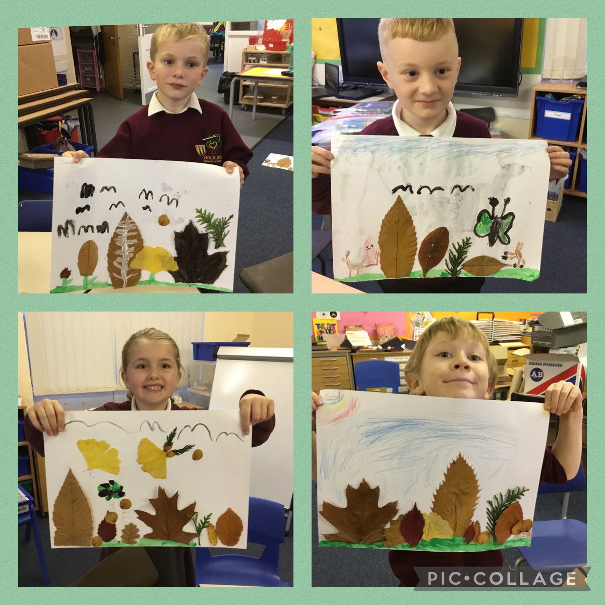 AcademyBrooke's tweet photo. Absolutely amazing work created during this week’s Art Club! The children have used a mixture of autumn leaves, paint and crayons to create their wonderful landscapes! Mixed media magic! 🍂🍁🌿🍃🌱
Mrs Fleet
#artclub #mixedmediaart #lovecreating #autumncrafts https://t.co/jZESF8vBQn