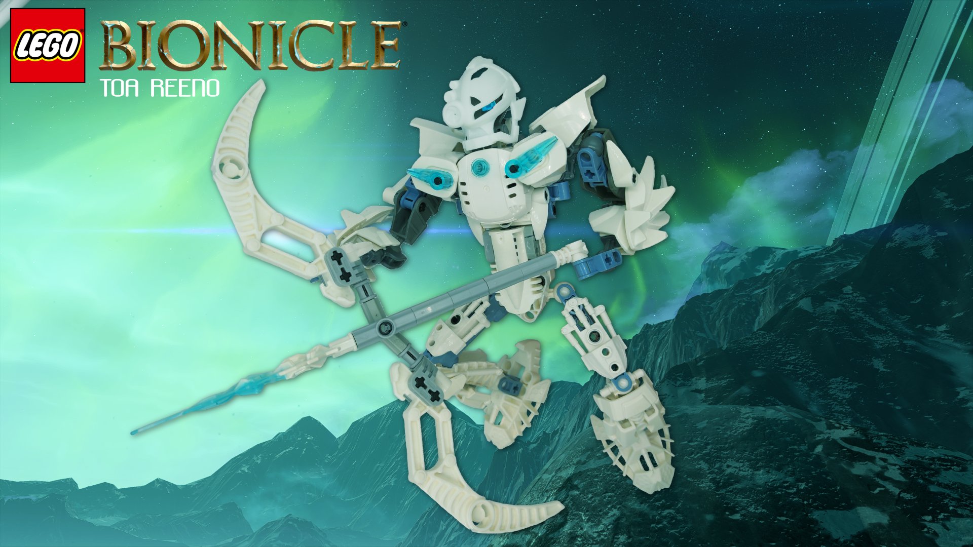 BonkleChaser na platformi X Reeno Toa of Ice lego bionicle