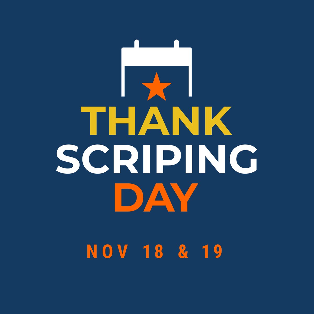 ThankScriping Day is here—ends Friday! 

tinyurl.com/u24dm3pe