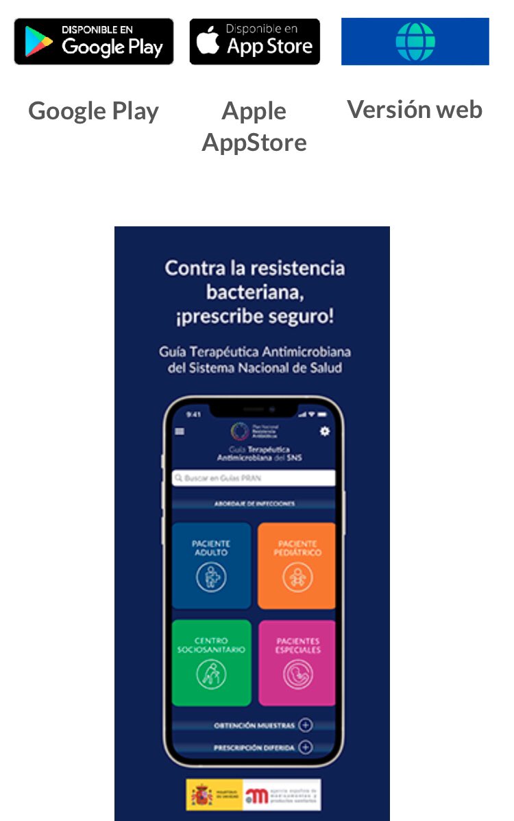 <a href="/PRANgob/">Plan Antibióticos</a> ha presentat la nova App Guía Terapéutica Antimicrobiana del Sistema Nacional de Salud. Descarrega la ja👉🏼resistenciaantibioticos.es/es/lineas-de-a…