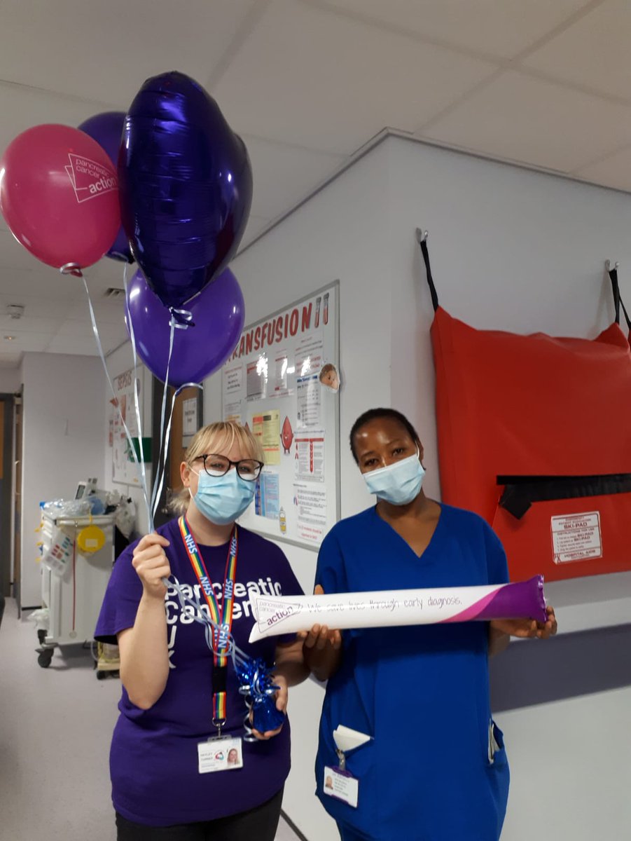 hpb_stockport's tweet photo. #pancreaticcancerawarenessday were outside the canteen raising funds. Come say hello!@GooderSteph @HayleyMarieCat1 @GastroNW @Lindseyadawson @PancreaticCanUK @OfficialPCA @StockportNHS https://t.co/ccu1fEQU8W