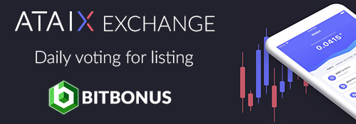 bbnsofficial's tweet photo. 📌Hello Community!

✅ We were selected to start voting for BitBonus Token listing on Ataix Exchange.

✅ We count on everyone's help, this will bring even more visibility, security and value to the Token.

📱ATAIX EXCHANGE (Vote in BBNS)
https://t.co/PheUH9i7Tz https://t.co/xfWj55Lfwk