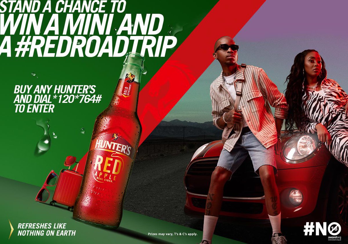 LungaSingama's tweet photo. You could win R5000 with
@Heart1049FM and Hunter's Red!
Tell us what makes a road trip fun for
you and post it on social media with
#RedRoadTrip and #LetsRefresh This.
Tag @Heart1049FM & @hunterscider.
Winner announced next week on
@Heart1049FM.Not for under 18's.
T's&C's apply https://t.co/Qxutxi61NX