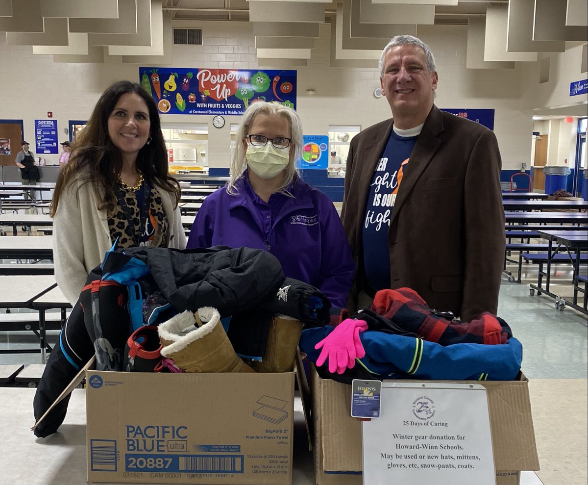 DouglasASickles's tweet photo. Crestwood Elementary would like to thank Howard County Community Hospice for their donation of winter gear for our students. It is truly appreciated @TedIhns @HowardWinnCSD https://t.co/YNHyL3Vu5j