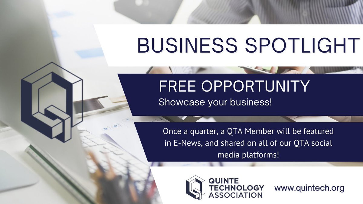 QuinteQuintech's tweet photo. #BOQ QTA members- you can showcase your #tech sector business in E-news and across our socials! To participate submit a write up about your business, a few pics &amp; logo to: info@quintech.org  Deadline is December 20, 2021. Email delilahc@nesda.ca for inquires. https://t.co/9DTioOJU4x