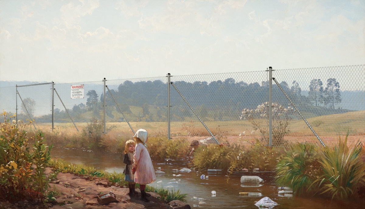 AndrewStuartArt's tweet photo. Children playing by the stream,  August Malmström Updated #ArtParody https://t.co/hrmzvuR981