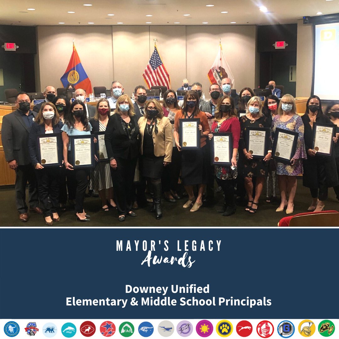 DowneyUnified's tweet photo. Recently, all @DowneyUnified principals were honored w/ the prestigious Mayor’s Legacy Award! This honor is well-deserved &amp; we join @cityofdowney in acknowledging &amp; recognizing the outstanding leadership of our principals &amp; the work of our dedicated staff  #ourkidsdeservethebest https://t.co/0ujirOScaB