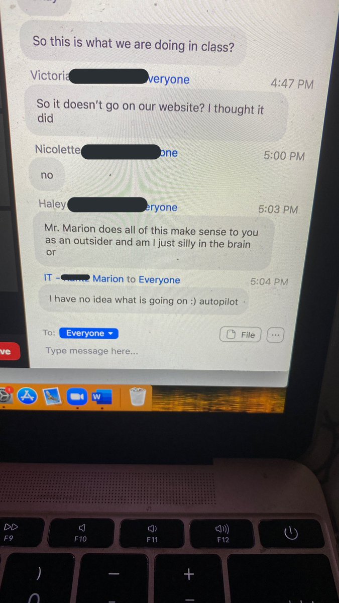 when your whole cohort doesn’t know what’s going on so we resort to the zoom IT guy for help… but he doesn’t know either