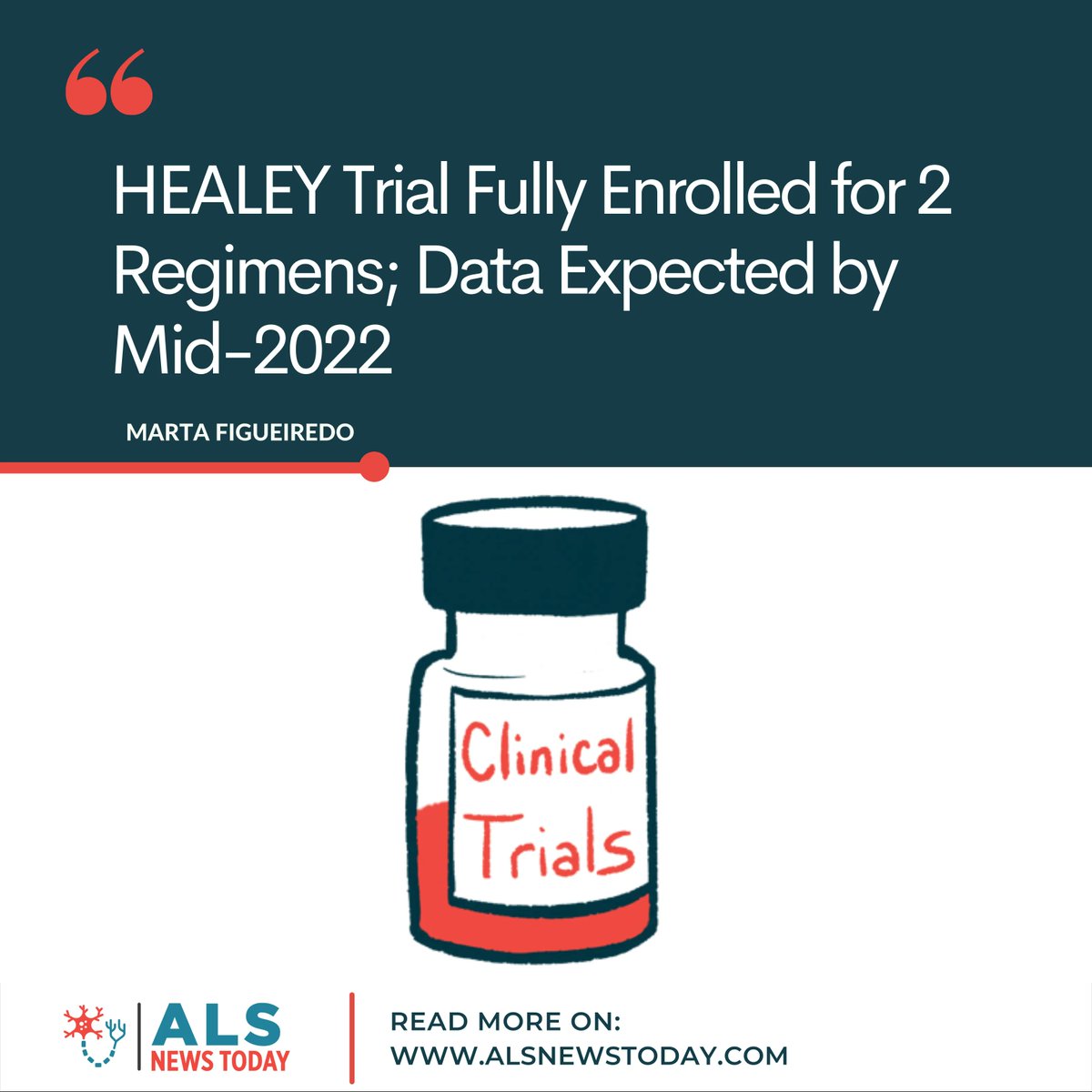 alsnewstoday's tweet photo. • Hot off the press, read the latest article on our #ALSNewsToday website! •

The #HEALEYALS platform trial has finished enrolling for the CNM-Au8 and verdiperstat therapy arms, with top-line data expected by mid-2022. Read more:
https://t.co/4IA2czblkU

#ALS #livingwithALS https://t.co/cQLhJDfiBc