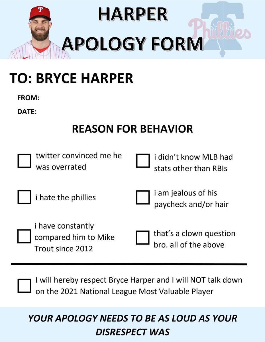 inthephanattic's tweet photo. bryce harper apology form just dropped https://t.co/jOP6BIkNXs