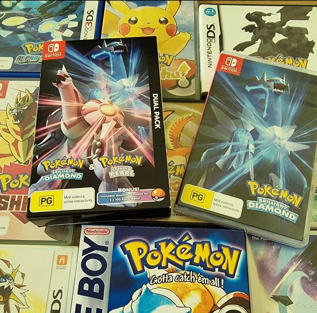 RAGEGAMES10's tweet photo. Picked up Pokemon Brilliant Diamond and Shining Pearl this morning from @EBGamesAus 🙌
#pokemon #PokemonBrilliantDiamond 
#PokemonShiningPearl 
#NintendoSwitch https://t.co/2dqkP9TYcd