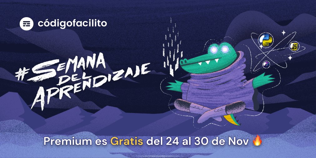 codigofacilito's tweet image. 🚨 ABRIMOS ACCESO GRATIS A TODOS NUESTROS CURSOS POR UNA SEMANA 🚨
Introduciendo la #SemanaDelAprendizaje ✨
¿Nos apoyas con un RT? 💪🏻
Premium es gratis del 24 al 30 de Nov. 🔥
Únicamente debes de crear una cuenta gratuita 👇
codigofacilito.com/semana-aprendi…
