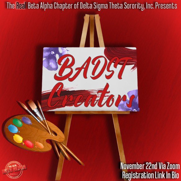 Join the REAL Beta Alpha Chapter of Delta Sigma Theta Sorority, Inc. and Concepts2Canvases November 22, 2021, at 5:30 pm as we dive into the importance of art in the Black community.🎨