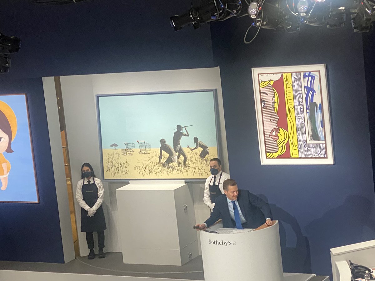 KavitaGupta19's tweet photo. 1,397 ETH - $5M plus sold purely on #ETH @Sothebys #Banksy @ethereum https://t.co/FxRibfSpDo