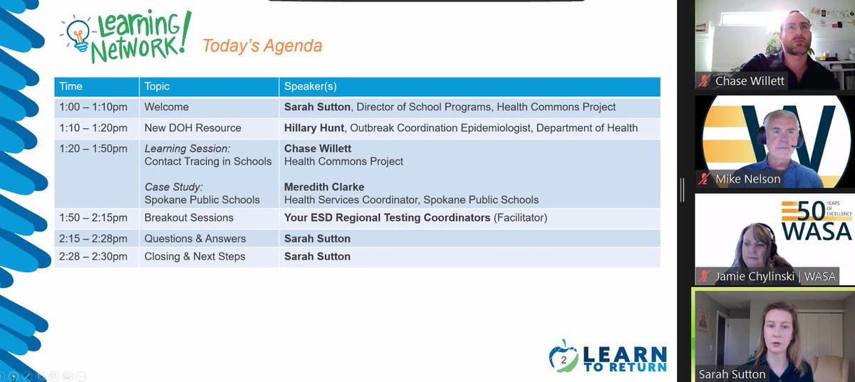 wasa_oly's tweet photo. WASA was honored to host another Learn to Return session to support school districts in testing and contract tracing. #learntoreturn #healthcommonsproject https://t.co/OVuNez6vdz