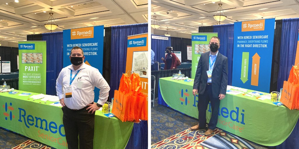 RemediSC_'s tweet photo. Dale and Scott represented #TeamRemedi at last week's @VHCAVCAL conference. Great seeing familiar faces again and meeting new folks while supporting the work of the association! #RemediSeniorCare #technologyenabledpharmacy #PAXIT #TeamRemedi #Virginia #longtermcare https://t.co/96IdfHSmMm